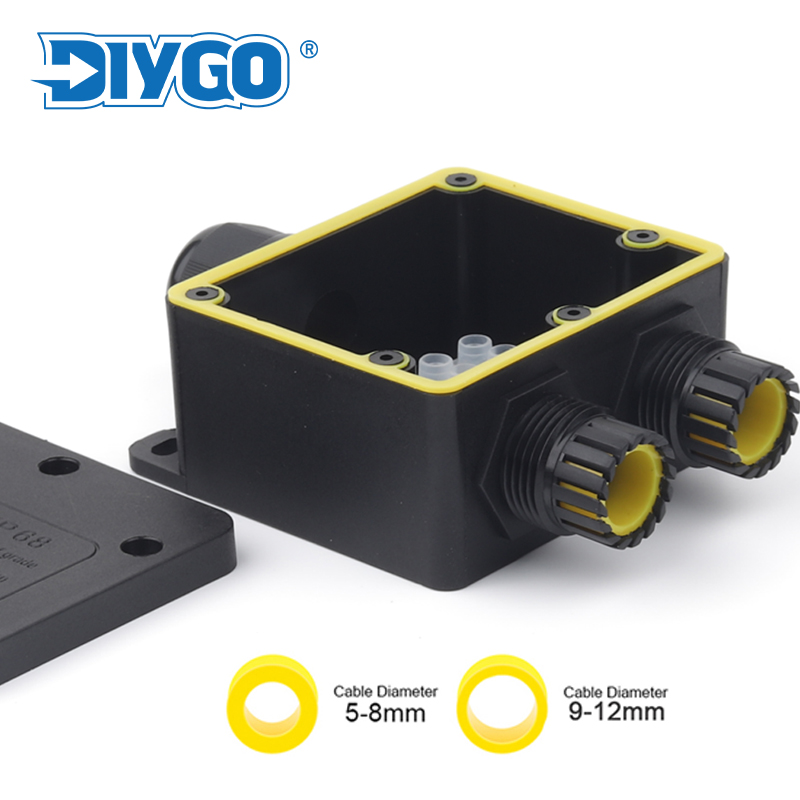 Outdoor Power Supply Box - IP68 Outdoor Waterproof Junction Box Black