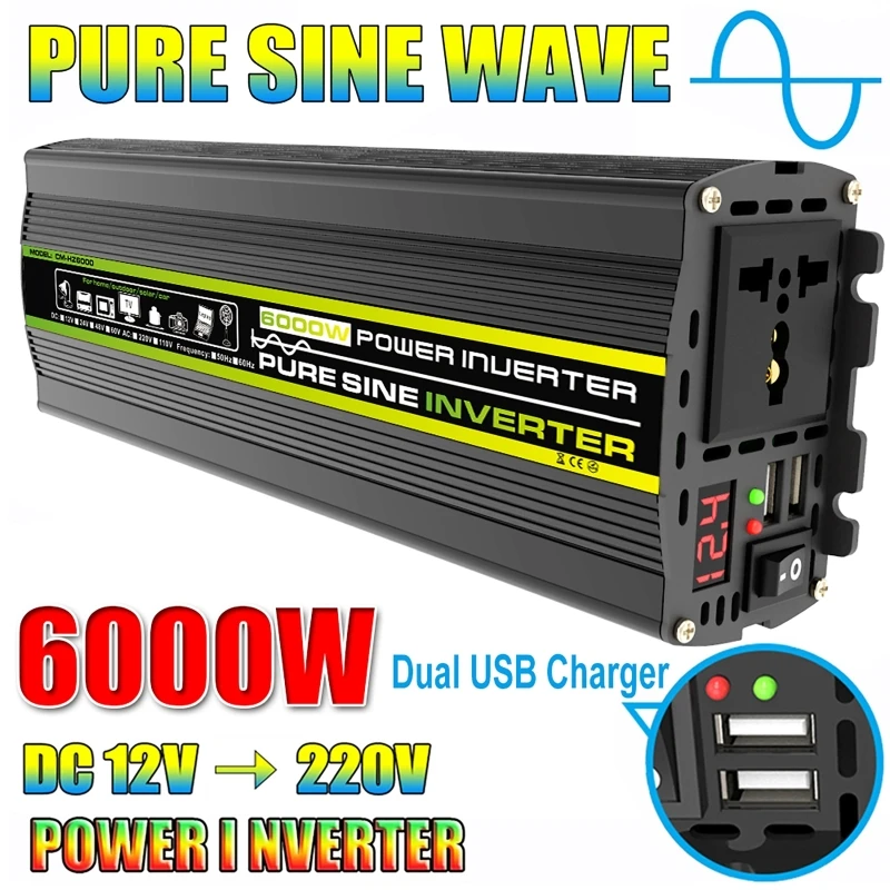 Outdoor Power Inverter - 6000W DC12/24V to AC 220V Pure