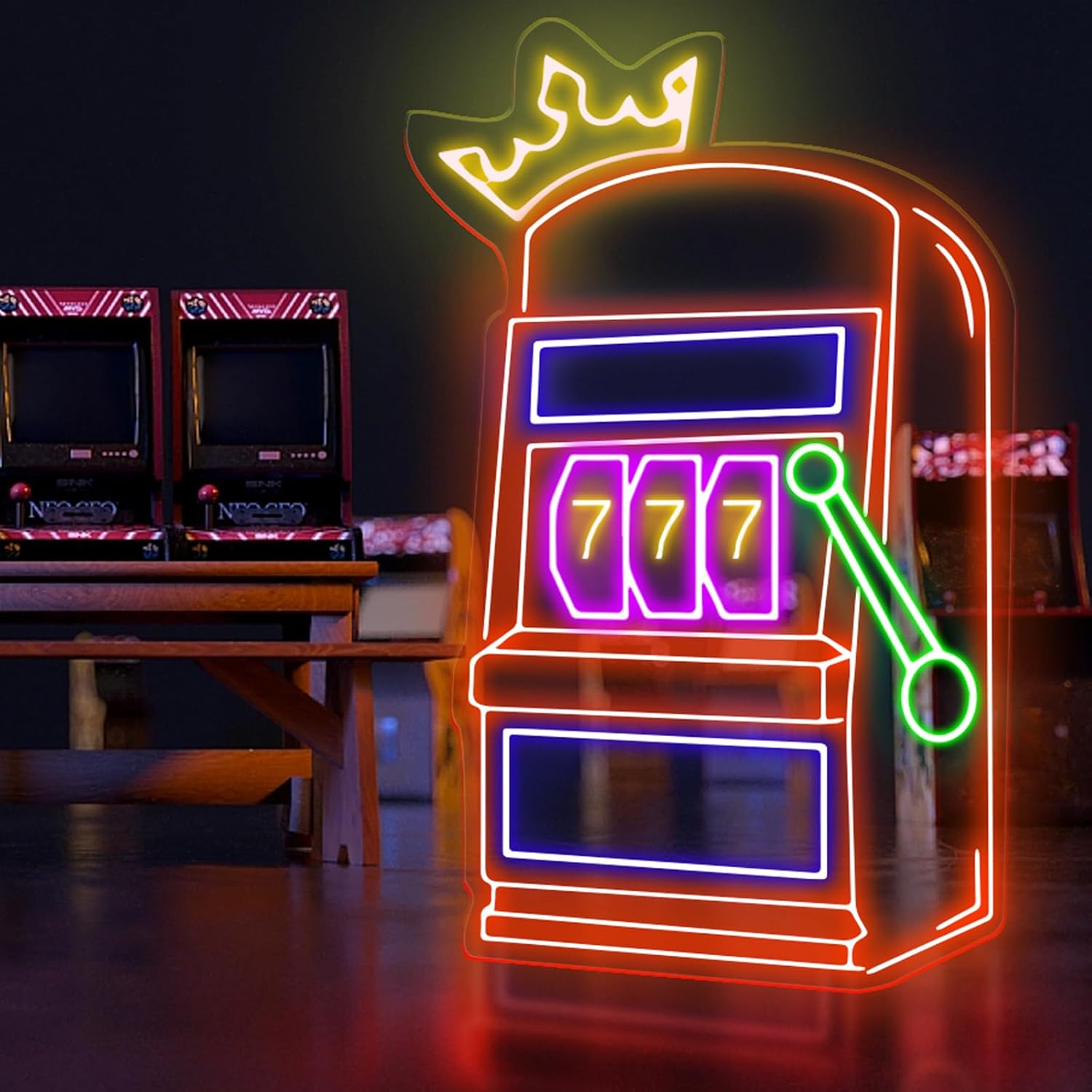 Slot Machine Neon Sign Game Ic - Outdoor Power For Wedding ulasan dan harga