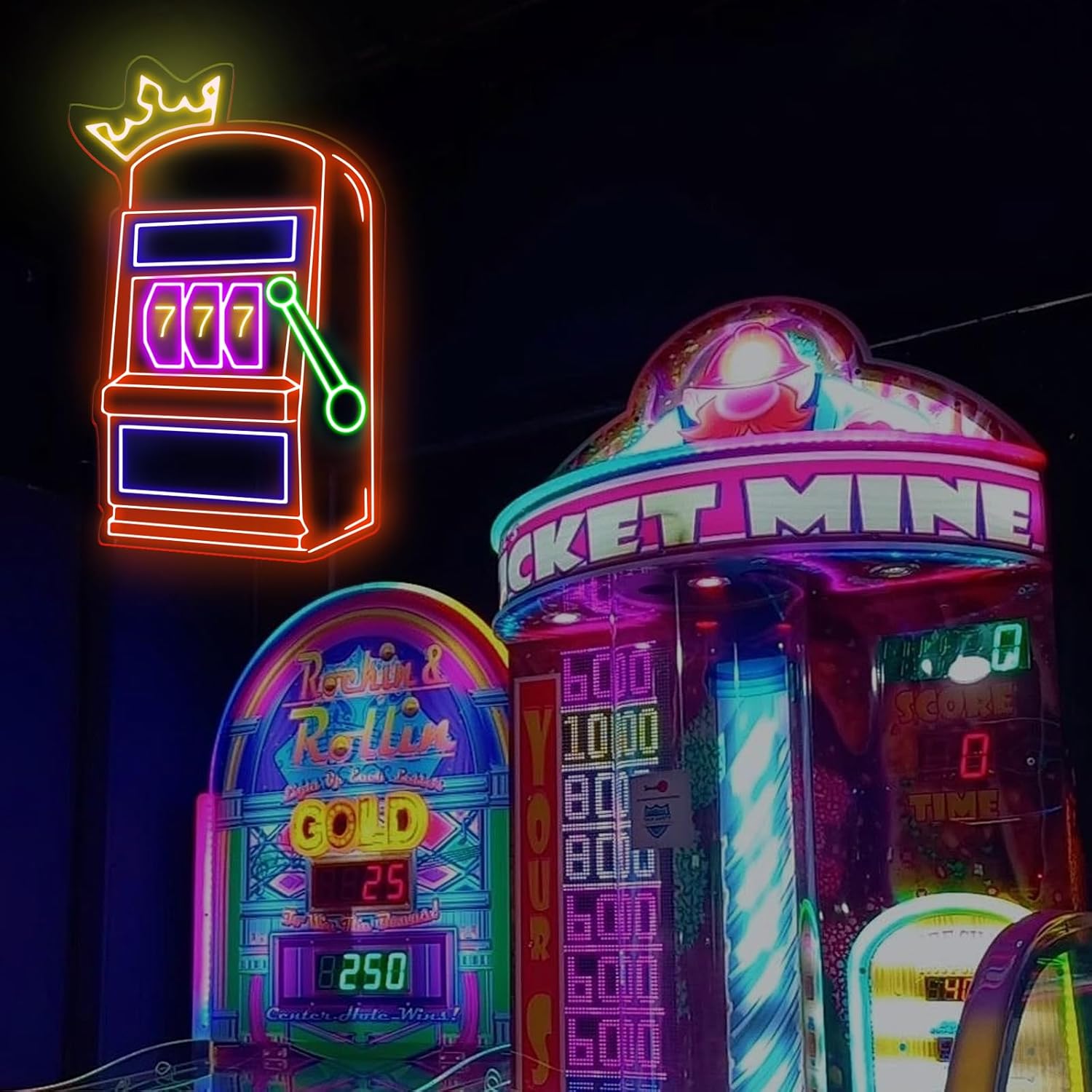 Slot Machine Neon Sign Game Ic - Outdoor Power For Wedding ulasan dan harga