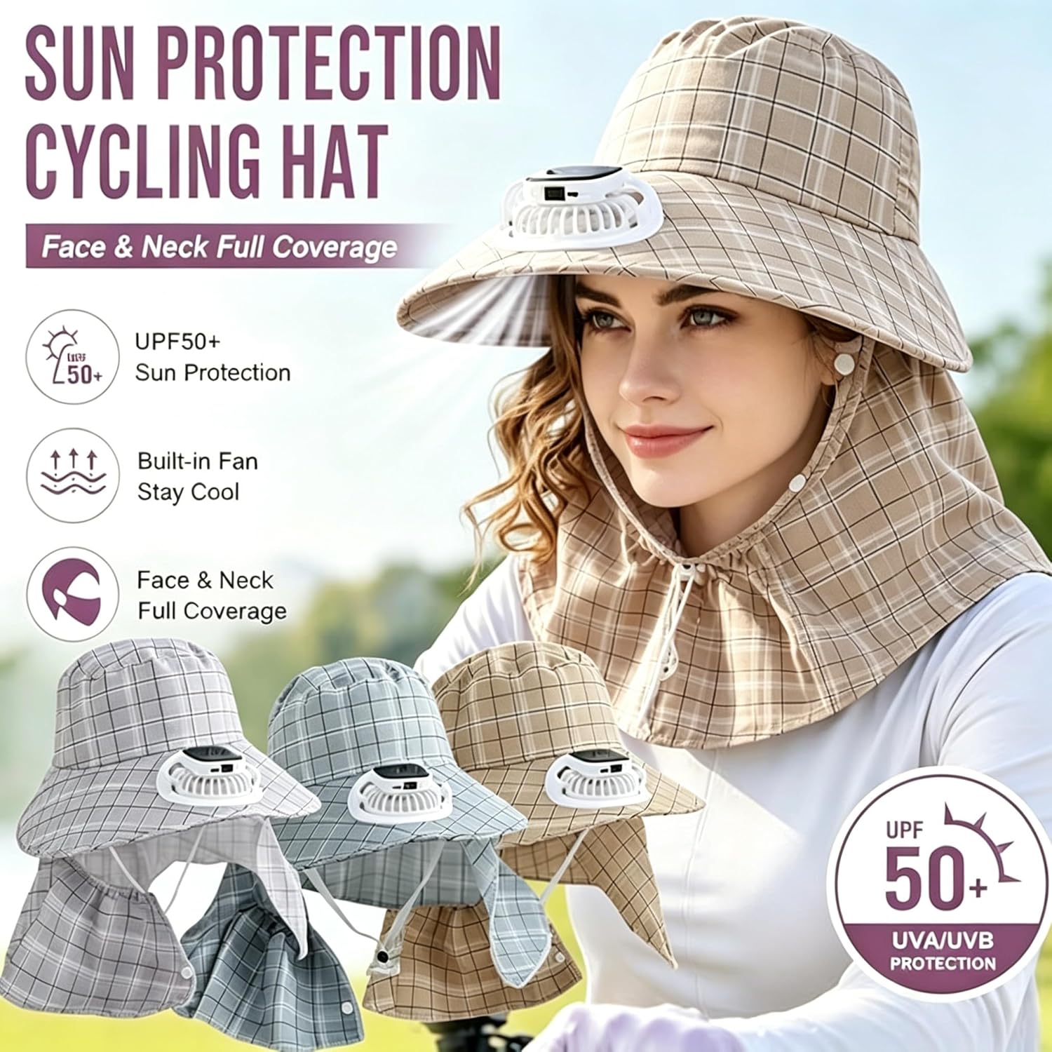 1PC Solar Power Neck Guard Fan - Outdoor Power Fan ulasan dan harga