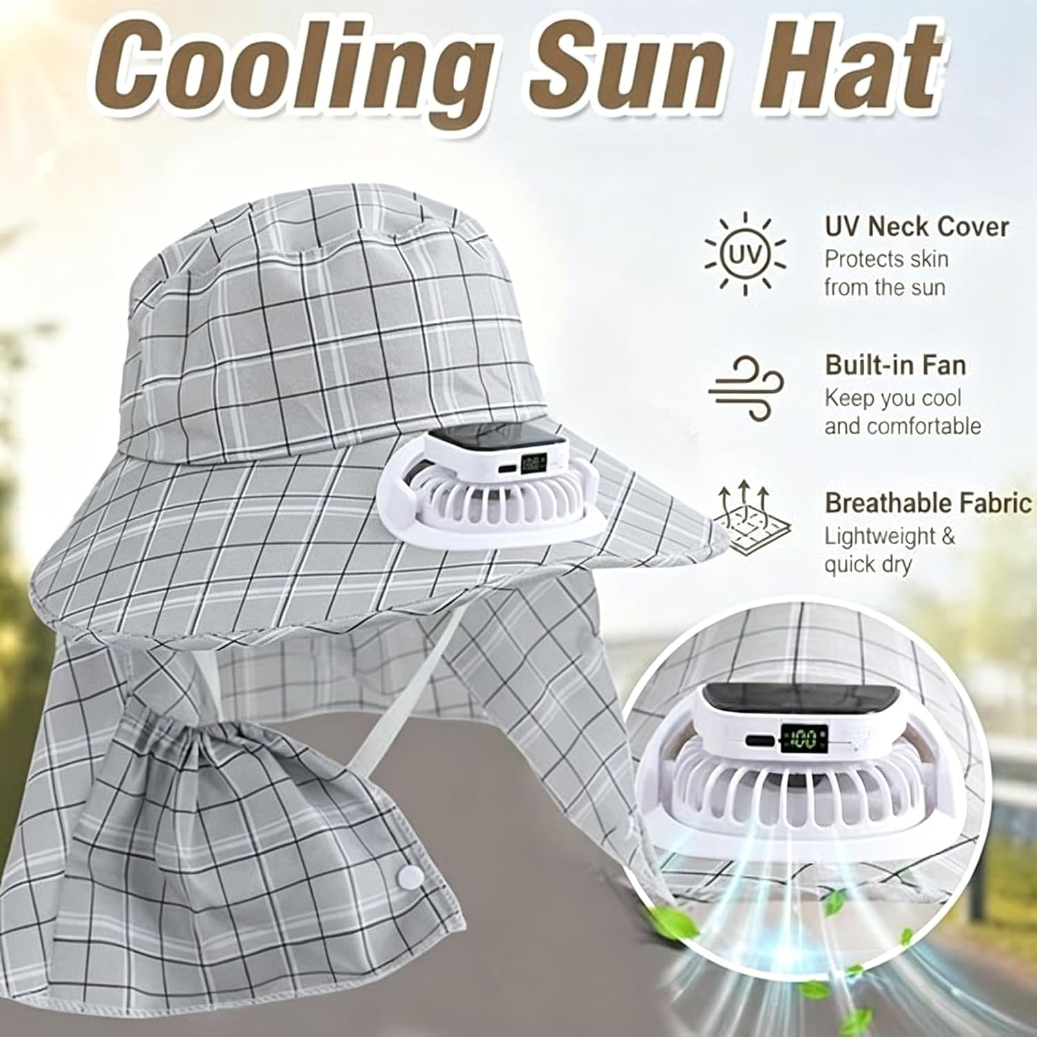 1PC Solar Power Neck Guard Fan - Outdoor Power Fan ulasan dan harga