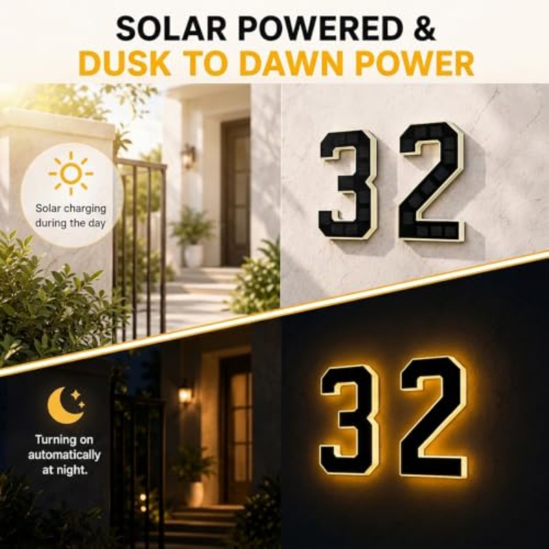 Solar Powered LED House Number - Outdoor Power House ulasan dan harga