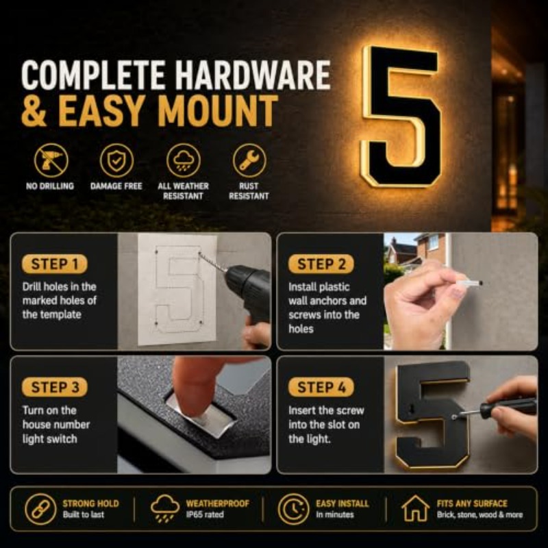 Solar Powered LED House Number - Outdoor Power House ulasan dan harga