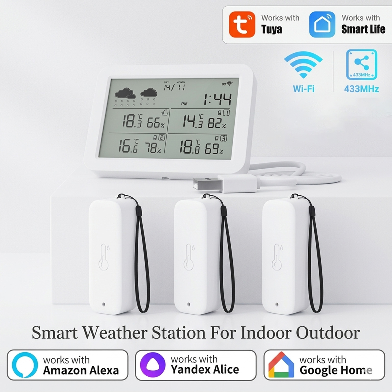 Tuya WiFi+RF433 Weather Statio - Outdoor Power Meter ulasan dan harga