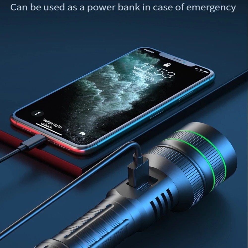 Powerful LED Flashlight Zoomab - Outdoor Power Meter ulasan dan harga