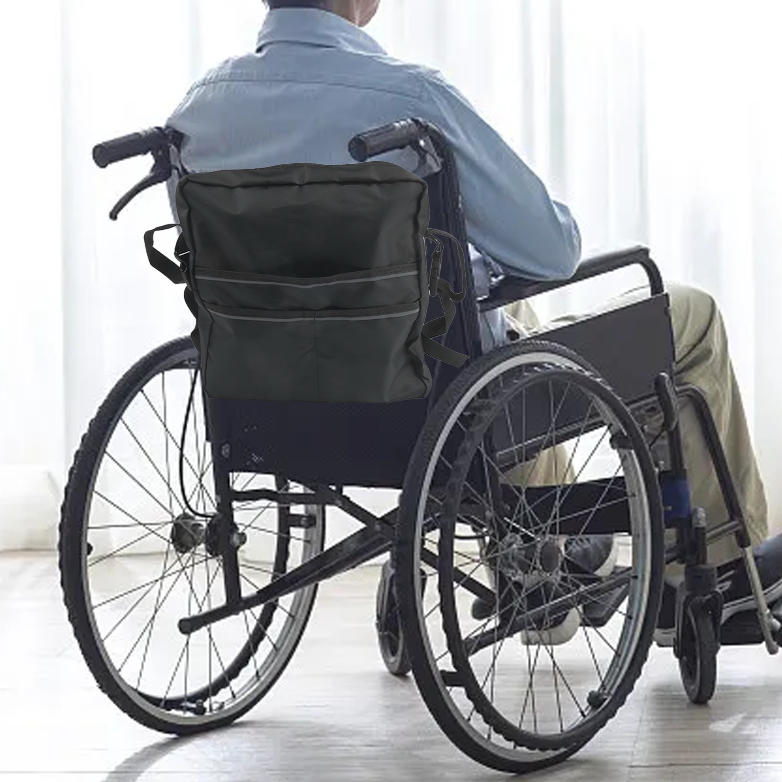 Black Mobility Seat Back Bag F - Outdoor Power Wheelchair ulasan dan harga