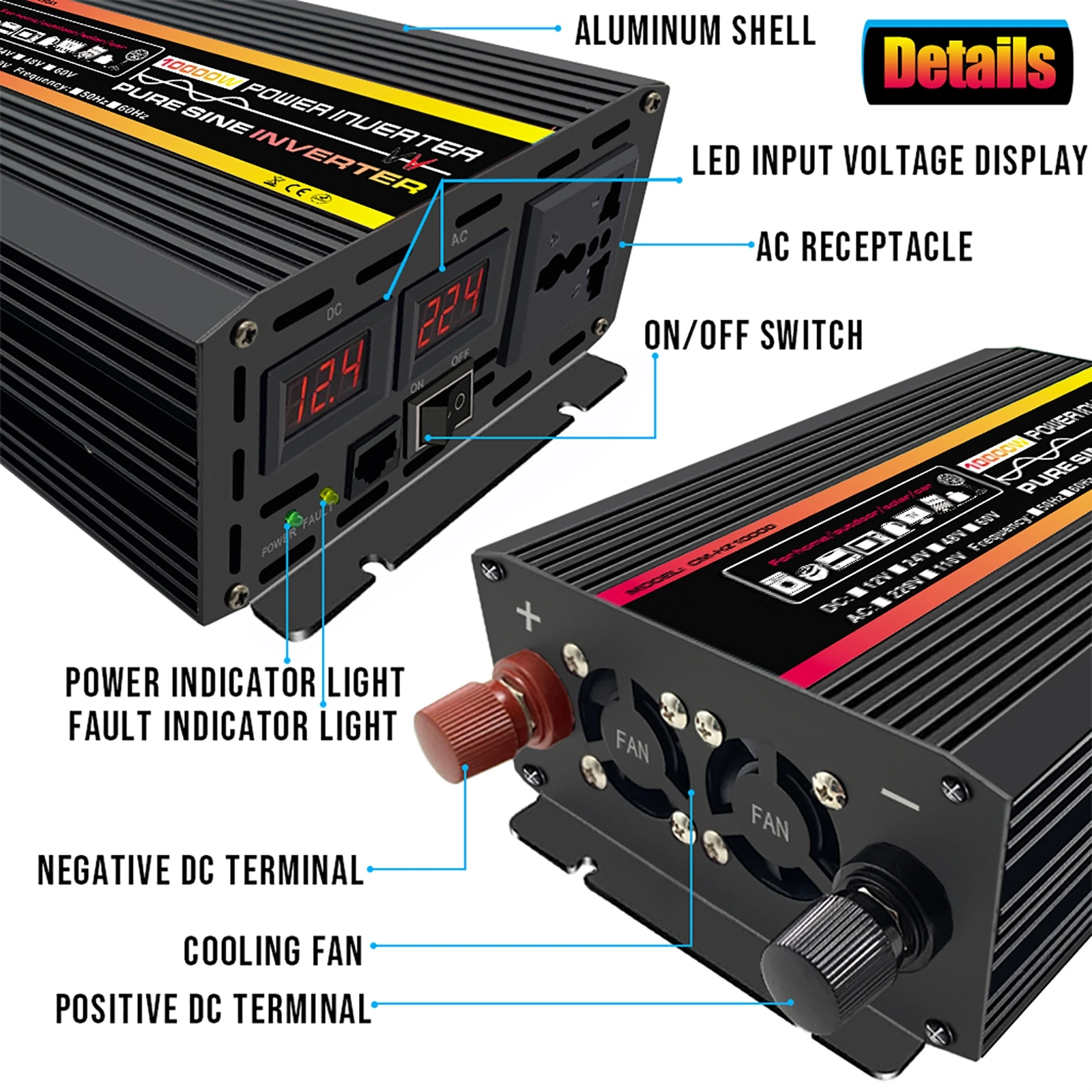 10000/12000W Pure Sine Wave In - Outdoor Power Inverter ulasan dan harga